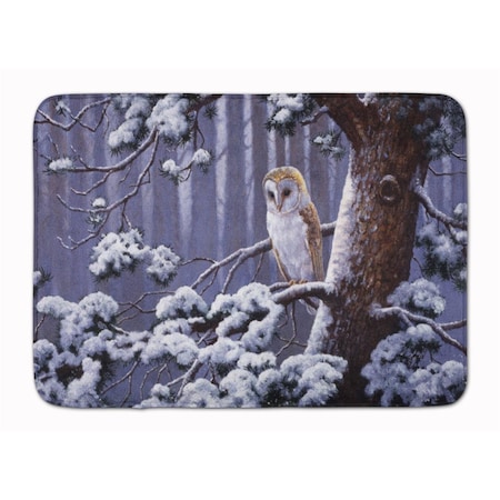 Carolines Treasures Owl on a Tree Branch in the Snow Machine Washable Memory Foam Mat BDBA0303RUG